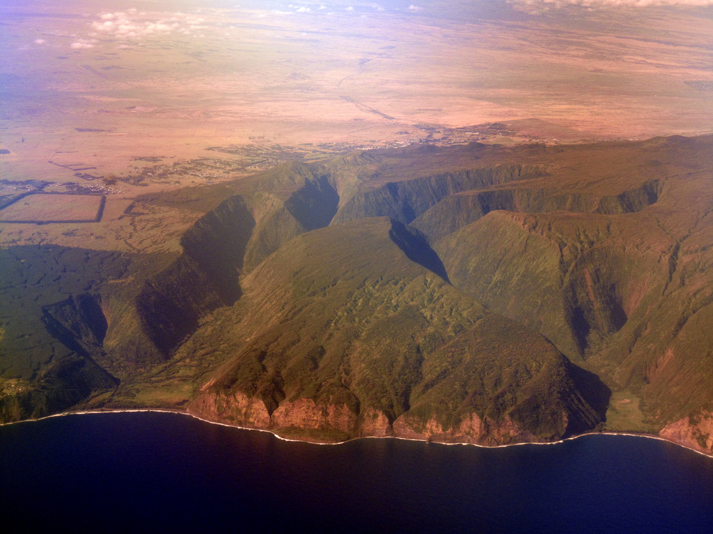 Aerial view of the coastline and valley cliffs